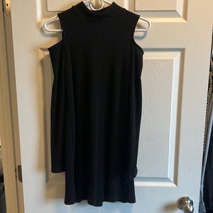 Cold shoulder ribbed sweater dress